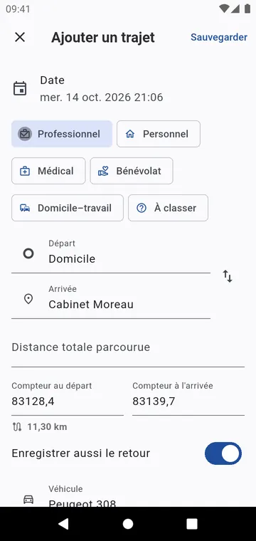 Ajouter un trajet passé : le compteur reprend du dernier trajet