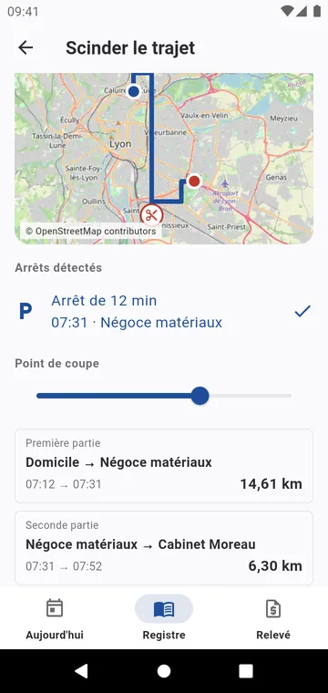 Scinder un trajet à un arrêt trouvé sur son parcours