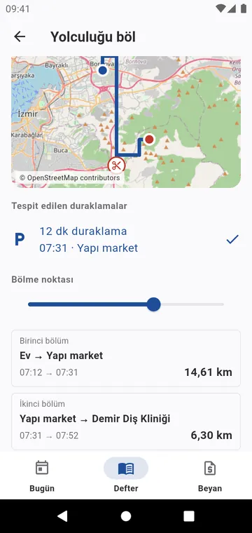 Bir yolculuğu güzergâhında bulunan bir duraklamada bölün